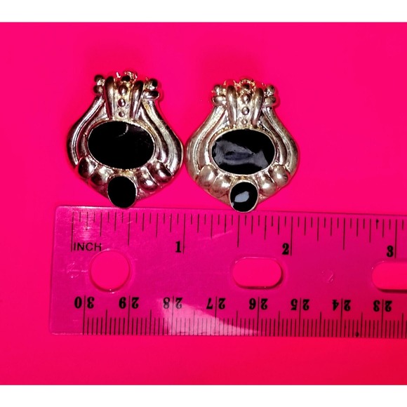 Pendant Set Silver Tone Faux Black Onyx Jewelry Retro Pair Necklace Gift Unique - Picture 14 of 15